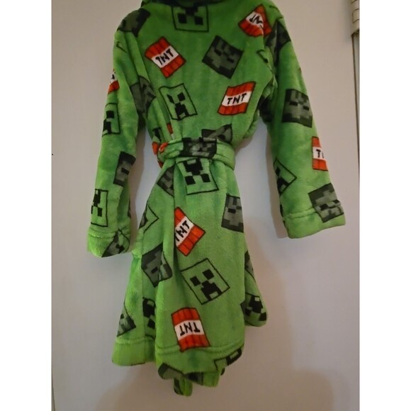 Minecraft TNT Plush Bath Robe Boy's Size 4/5 Pajama & Swimsuit Cover Up Bathrobe - Picture 12 of 12